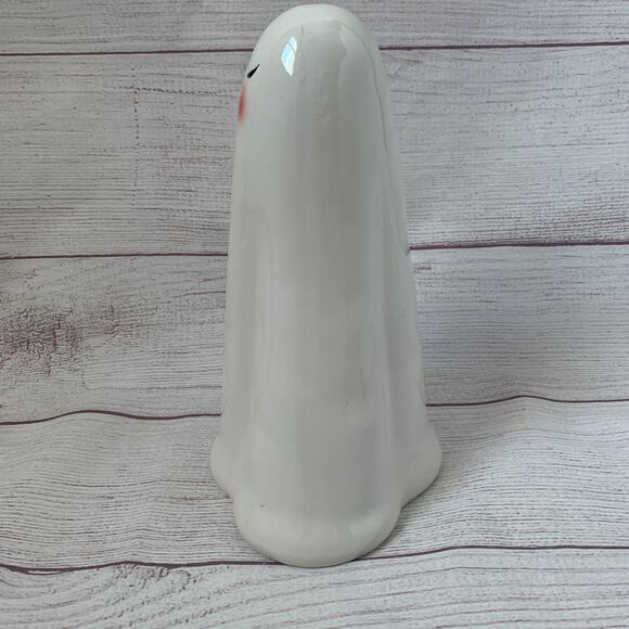 White Halloween Blushing Ghost with Rosy Cheeks Ceramic 8 1/2"H - Picture 4 of 11